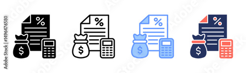 Tax Planning icon sheet multiple style collection