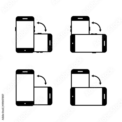 Auto rotate mobile phone icon set in trendy style. Smartphone rotation sign symbol