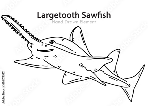 vector illustration of a large tooth sawfish