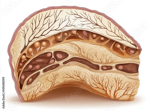 Vector cross-section of skin with hair follicle on white background - 
