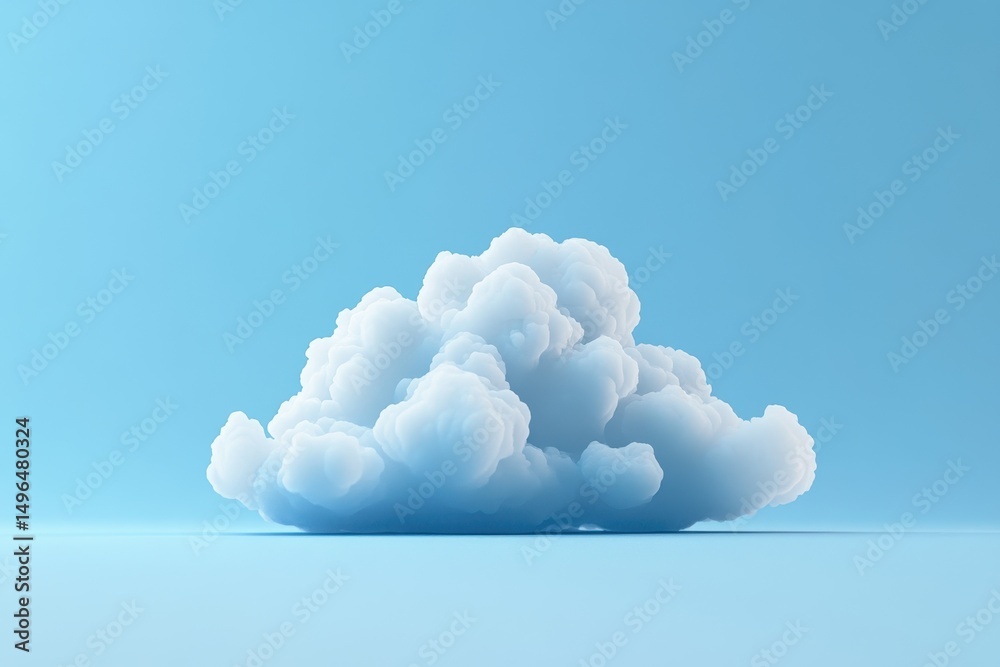 Soft cloud floating in a serene blue backdrop with ample copy space for creative designs, 3D cloud icon on a clear backdrop, ample copy space Soft cloud floating in a serene blue backdrop with ample copy space for creative designs, 3D cloud icon on a clear backdrop, ample copy space