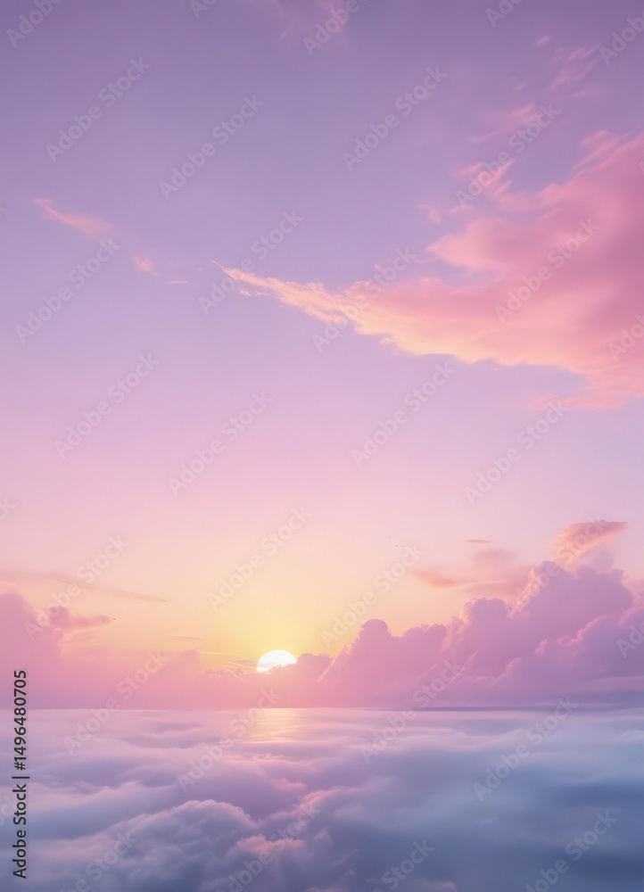 Fototapeta premium Dreamy pastel sky Blurred pink, yellow, blue hues , optimistic, background, light