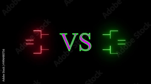 VS versus bars neon animated versus vs bars neon red color with black background ,Animation of glowing neon versus text .neon lines and black background ,open sign