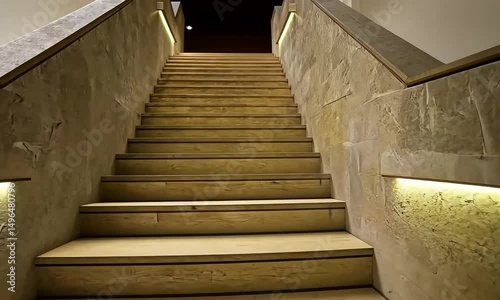 Stone Staircase Detail Inside a Grand Architectural Interior