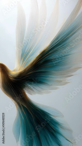 Abstract bird in flight with flowing lines