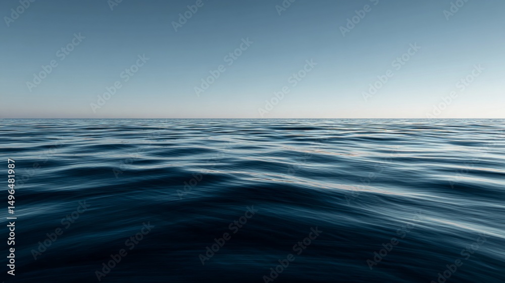 Obraz premium Calm waves lapping at the horizon serene ocean landscape photography tranquil seascape wide-angle view nature's beauty