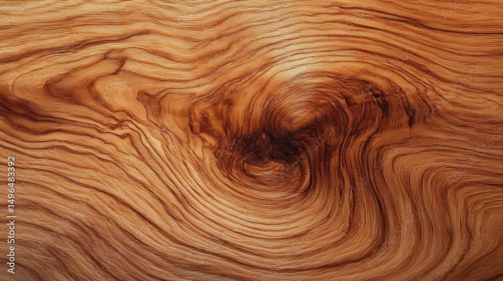 Fototapeta premium close-up view of natural wood texture with swirling grain patterns and warm brown tones