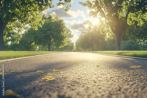 Sun-Kissed Road: Serene pathway through lush greenery and a hopeful sky