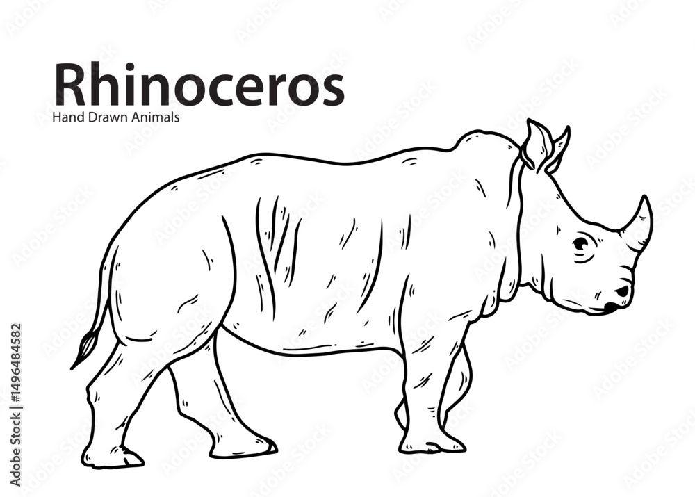Fototapeta premium Rhinoceros on white background
