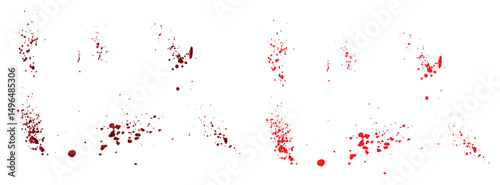 Gradient grunge texture red blood paint ink illustration background set