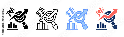 Market Research icon sheet multiple style collection