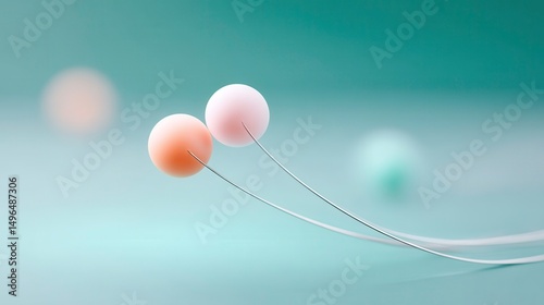Abstract Spheres, Modern Background, 3D Render. Minimalist design with pastel colors and clean lines, perfect for creative projects, web design, and presentation backgrounds.