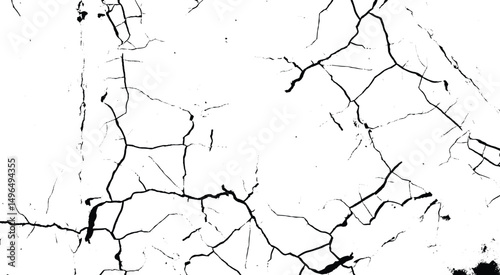 Black and white grunge urban cracks wall texture vector with copy space