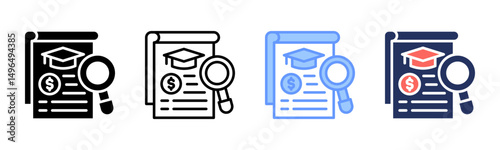 Scholarship icon sheet multiple style collection