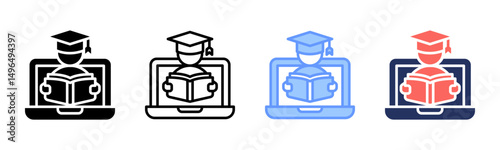 Online Learning icon sheet multiple style collection