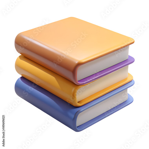 books 3d icon illustration on transparent background