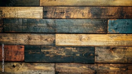Rustic reclaimed wood wall paneling in various colors and textures