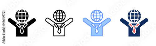 Business Leadership icon sheet multiple style collection