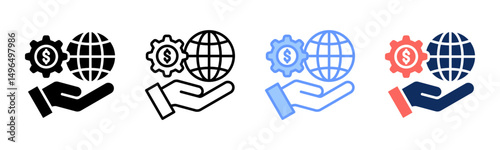 Global Management icon sheet multiple style collection