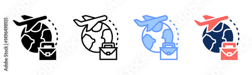 Business Travel icon sheet multiple style collection
