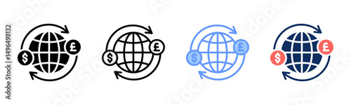 Exchange Rate icon sheet multiple style collection