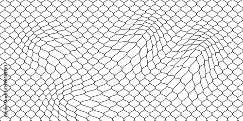 Abstract Geometric Pattern with Wavy Lines and Hexagonal Mesh Effect