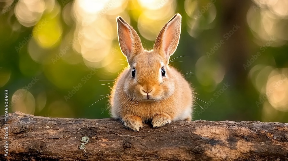 Fototapeta premium Rabbit Resting on Log