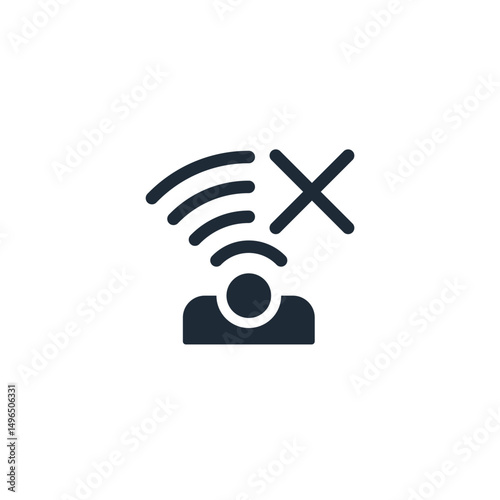 No connection signal. Internet failure. Vector linear icon illustration isolated on white background.
