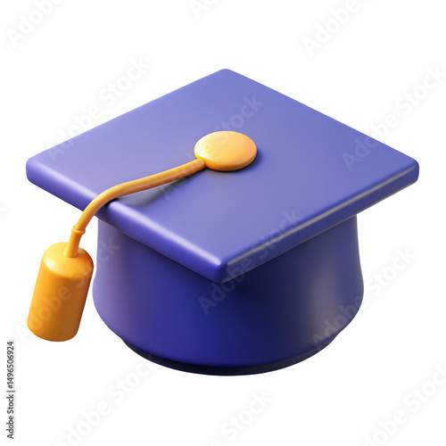 diploma cap 3d icon illustration on transparent background