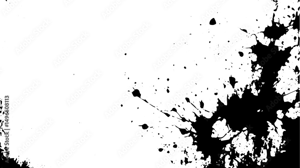 Fototapeta premium Dynamic Right-Side Black Ink Splatter on White Background