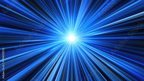 Abstract blue light burst radiating from central point