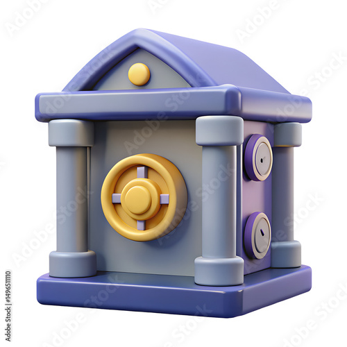 bank vault 3d icon illustration on transparent background