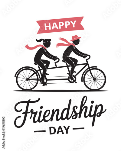 Happy Friendship Day: A Couple Riding a Tandem Bicycle
