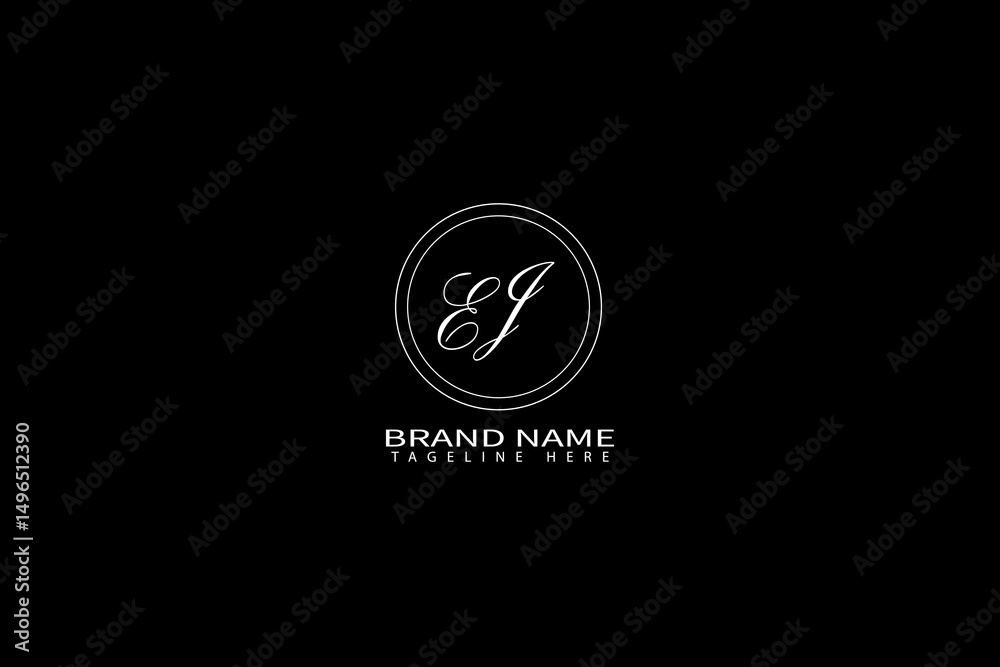 Fototapeta premium Elegant EJ Monogram Logo Design in Circular Frame on Black Background