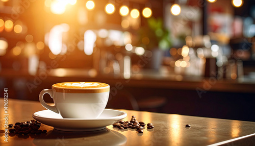 Coffee Latte Held in Hand – Warm and Inviting Morning Beverage Moment photo