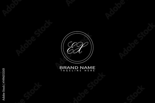 EX Letter Monogram Logo in Luxury Circular Badge on Black Background