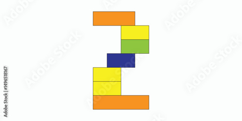 angka mosaik warna-warni yang dibuat dengan balok dan minifigur pada latar belakang putih. Konstruksi buatan tangan dengan set mainan warna-warni.