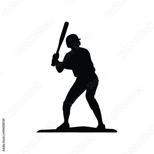 Silhouette of a baseball player in batting stance ready to hit a fastball with a bat