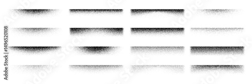 Noise grain edge shadows with gradient stipple dots for shade lines, vector frame borders. Edge shadows with noise grain effect of dotwork or brush grit and sand overlay for realistic edge shadows