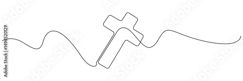 one continuous line cross of jesus.single line cross icon.christian religious symbol sign.vector illustration .eps 10