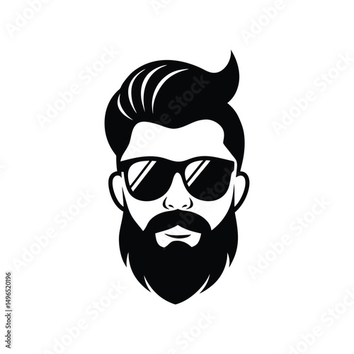 Stylish illustration of a bearded man with sunglasses depicting hipster culture and fashion