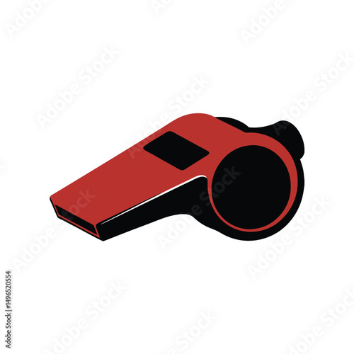 Vector illustration of a red and black whistle isolated on a white background