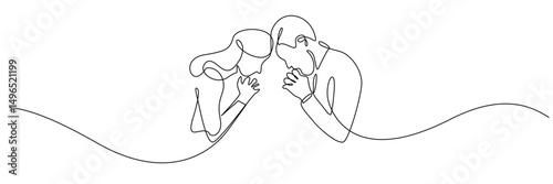 one continuous line of a man and woman couple of christian religion.single line of a couple praying in christian religion.line art vector illustration.eps 10