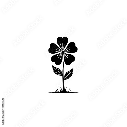 Monochrome floral elegance: A simple stylized botanical illustration with nature's grace