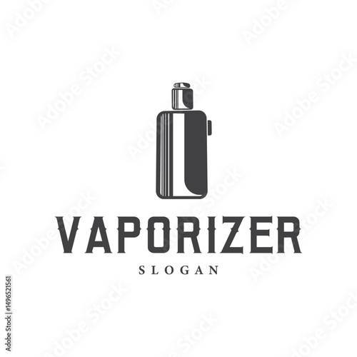 vape logo silhouette design simple vintage retro old concept vape accessories shop with smoke illustration template symbol brand business or product