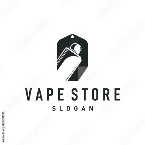 vape logo silhouette design simple vintage retro old concept vape accessories shop with smoke illustration template symbol brand business or product