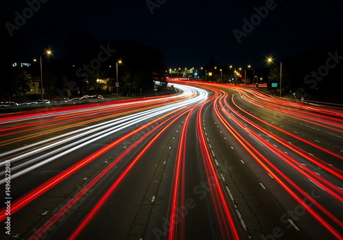 Wallpaper Mural Night Traffic on Highway with Light Trails Torontodigital.ca