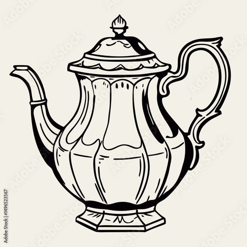 Elegant Silver Teapot, Vintage Coffee Pot, Antique Design