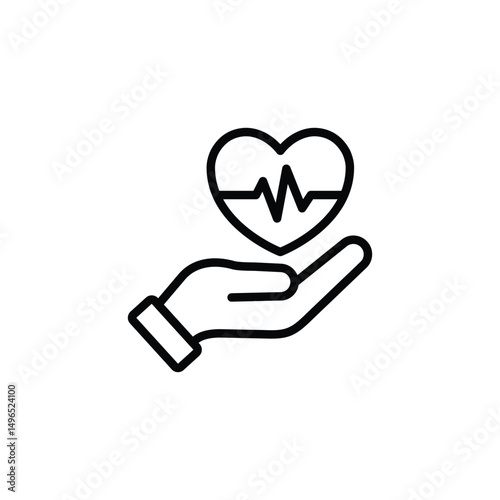 heart beat in hand icon vector