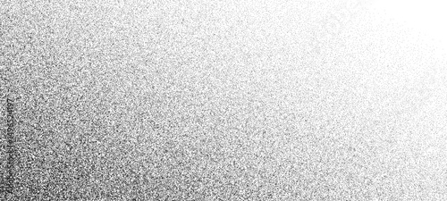 Noise grain background with abstract grunge dots gradient, vector texture. Grain noise background of black sand and grainy halftone fade effect with dust particles on monochrome dotwork gradient